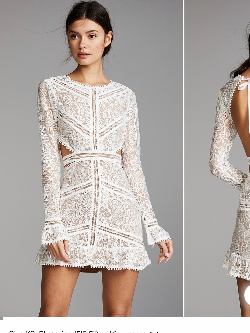 For Love & Lemons White Lace Long-Sleeve Mini Dress